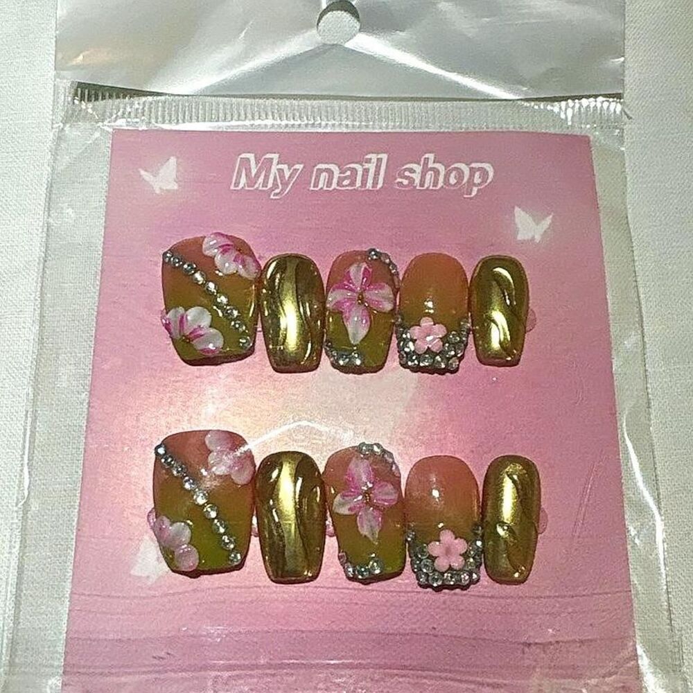 Pink and Gold Nails